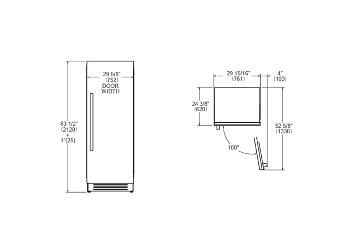 75 cm Built-in Refrigerator Column Stainless Steel | Bertazzoni